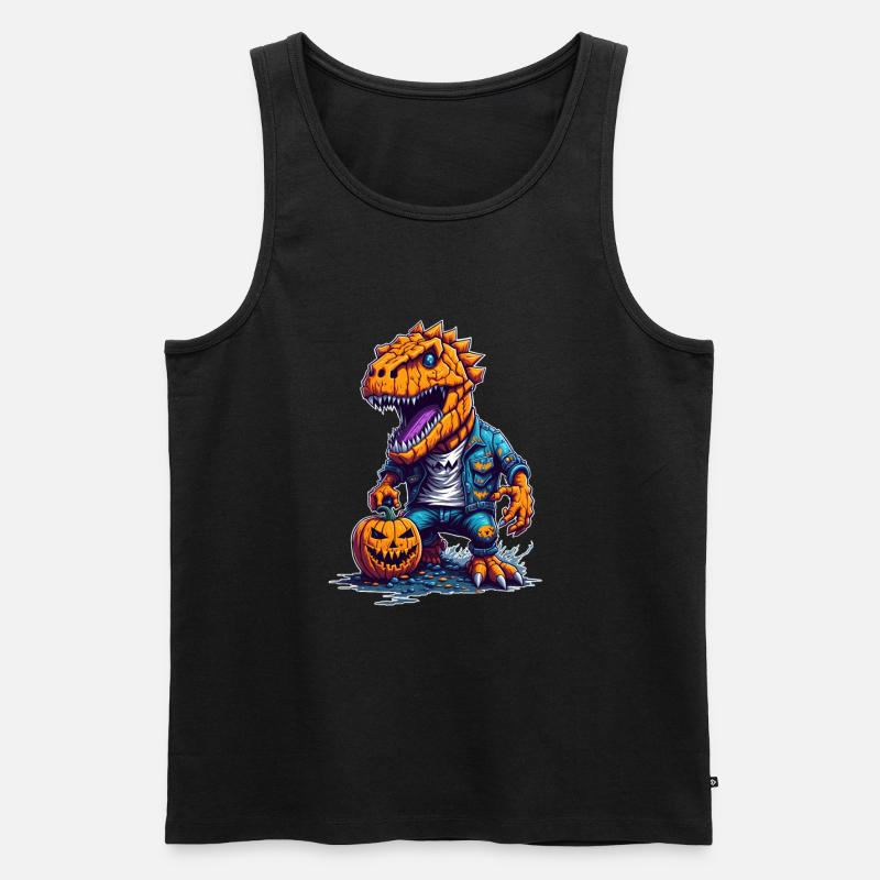 Halloween T Rex - Männer Premium Bio Tank Top - Schwarz