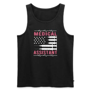 Medizinischer Assistent Medizinische Assistentin unter amerikanischer Flagge - Männer Premium Bio Tank Top - Schwarz - Vorne - Michal (187cm)
