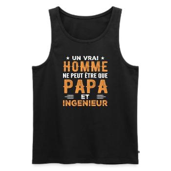 Ein echter Mann ist nur ein Vater und ein Ingenieur - Männer Premium Bio Tank Top - Schwarz - Vorne - AI Model Male 178 light (178cm)