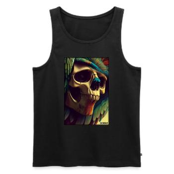 Squelette de plume de perroquet de crâne - Débardeur bio Premium Homme - noir - Devant - Michal (187cm)
