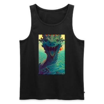 Dragon Water Monster Lac de mer - Débardeur bio Premium Homme - noir - Devant - AI Model Male 178 light (178cm)