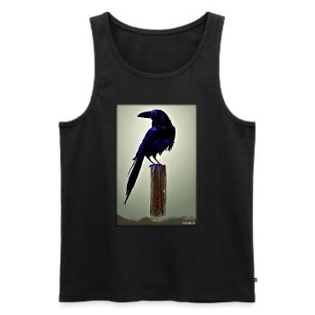Mystical Night Blue Raven Bird - Men's Premium Organic Tank Top - black - Front - Michal (187cm)