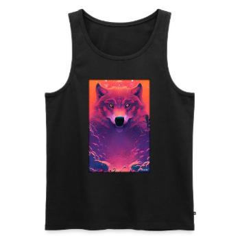 Wolf Animal Motif Nature Wild Clouds Mystical - Men's Premium Organic Tank Top - black - Front - Michal (187cm)