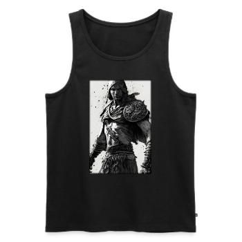Krieger Schwert Vintage Schwarz Weiß 1 - Männer Premium Bio Tank Top - Schwarz - Vorne - Michal (187cm)