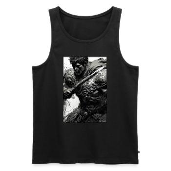 Krieger Schwert Vintage Schwarz Weiß 5 - Männer Premium Bio Tank Top - Schwarz - Vorne - AI Model Male 178 light (178cm)