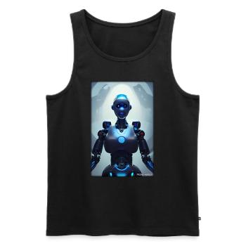 Robot Future Science Sci-Fi Machine - Men's Premium Organic Tank Top - black - Front - Michal (187cm)