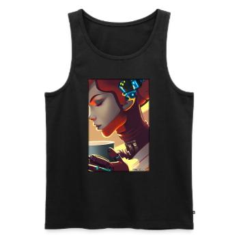 Robot Coffee Future Science Machine - Men's Premium Organic Tank Top - black - Front - Michal (187cm)