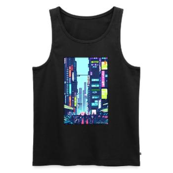 Tokyo City Stadt Cyber Punk Zukunft Sci-Fi Asien - Männer Premium Bio Tank Top - Schwarz - Vorne - Michal (187cm)