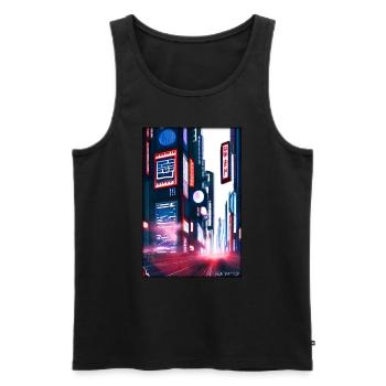 Tokyo City Stadt Cyber Punk Zukunft Sci-Fi Asien - Männer Premium Bio Tank Top - Schwarz - Vorne - Michal (187cm)