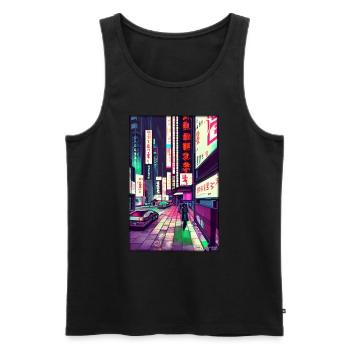 Tokyo City Stadt Cyber Punk Zukunft Sci-Fi Asien - Männer Premium Bio Tank Top - Schwarz - Vorne - Michal (187cm)
