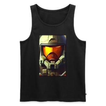 Kampfbot Robot Super Soldat Machine Guerrier - Débardeur bio Premium Homme - noir - Devant - AI Model Male 178 light (178cm)