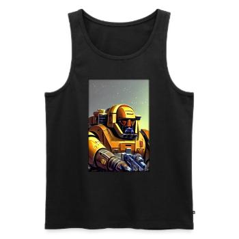 Kampfbot Robot Super Soldat Machine Guerrier - Débardeur bio Premium Homme - noir - Devant - AI Model Male 178 light (178cm)