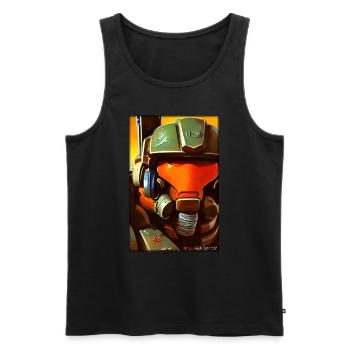 Kampfbot Roboter Supersoldat Maschine Krieger - Männer Premium Bio Tank Top - Schwarz - Vorne - AI Model Male 178 light (178cm)