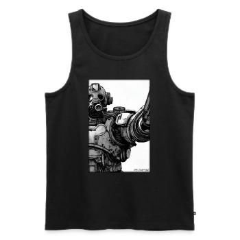 Kampfbot Roboter Supersoldat Maschine Krieger - Männer Premium Bio Tank Top - Schwarz - Vorne - AI Model Male 178 light (178cm)