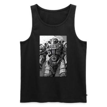 Kampfbot Robot Super Soldat Machine Guerrier - Débardeur bio Premium Homme - noir - Devant - AI Model Male 178 light (178cm)