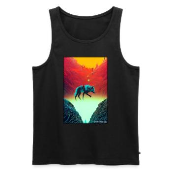 Wolf Animal Motif Nature Wild Mystical Wildlife - Men's Premium Organic Tank Top - black - Front - Michal (187cm)