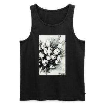 Tulip Lily Family Flower Spring Meadow Green - Débardeur bio Premium Homme - noir - Devant - Michal (187cm)