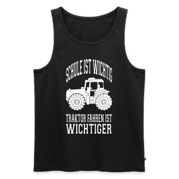 TRAKTOR SPRUCH SCHULE IST WICHTIG TRAKTOR FAHREN - Männer Premium Bio Tank Top - Schwarz - Vorne - AI Model Male 178 light (178cm)