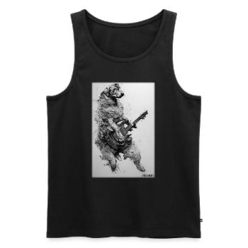 Chien Guitare Animal de compagnie Musicien Chien Ami - Débardeur bio Premium Homme - noir - Devant - Michal (187cm)