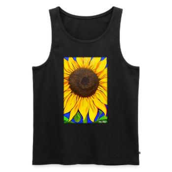 Astéracées de tournesol Fleur Printemps Prairie Verte - Débardeur bio Premium Homme - noir - Devant - Michal (187cm)