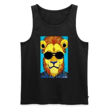 Lunettes de soleil Lion Big Cat Animal sauvage Tête de lion - Débardeur bio Premium Homme - noir - Devant - Michal (187cm)