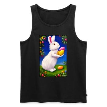 Lapin de Pâques lapin Pâques Vacances de Pâques - Débardeur bio Premium Homme - noir - Devant - Michal (187cm)
