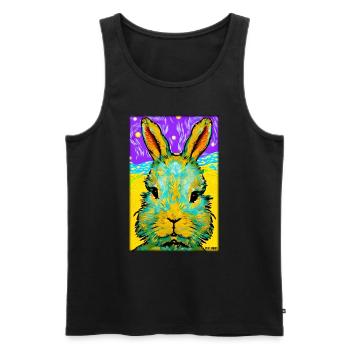 Lapin de Pâques lapin Pâques Vacances de Pâques - Débardeur bio Premium Homme - noir - Devant - Michal (187cm)
