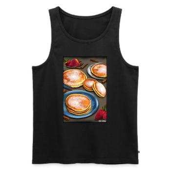 Crêpes Petit déjeuner Nourriture délicieuse Cuisson des aliments - Débardeur bio Premium Homme - noir - Devant - Michal (187cm)