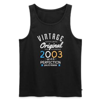 Vintage Original 2003 - Débardeur bio Premium Homme - noir - Devant - AI Model Male 178 light (178cm)