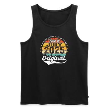 2025 Juli - Jahre Großartigkeit seit Juli 2025 - Männer Premium Bio Tank Top - Schwarz - Vorne - AI Model Male 178 light (178cm)