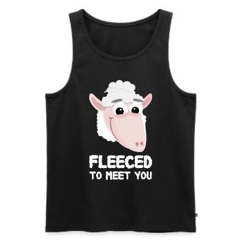 Sheep Saying Funny Fleeced To Meet You - Men's Premium Organic Tank Top - black - Front - AI Model Male 178 light (178cm)
