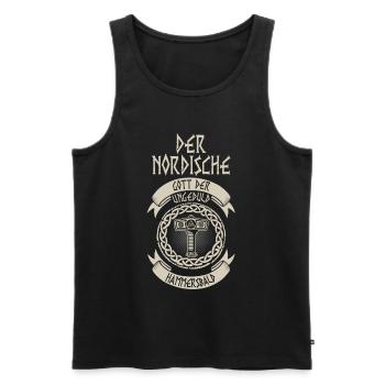 Der Nordische Gott der Ungeduld Hammersbald - Männer Premium Bio Tank Top - Schwarz - Vorne - Michal (187cm)