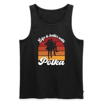 Das Leben ist besser mit Polka - Männer Premium Bio Tank Top - Schwarz - Vorne - AI Model Male 178 light (178cm)