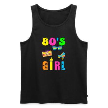 80s Girl - Retro Girl 80s Neon Disco - Men's Premium Organic Tank Top - black - Front - Michal (187cm)