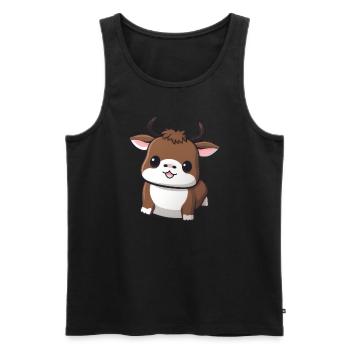 Illustration de vache, taureau, bœuf, buffle mignon - Débardeur bio Premium Homme - noir - Devant - Michal (187cm)