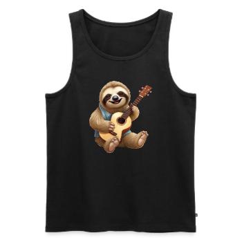 Sloth guitarist: acoustic melodies in slow motion - Men's Premium Organic Tank Top - black - Front - AI Model Male 178 light (178cm)