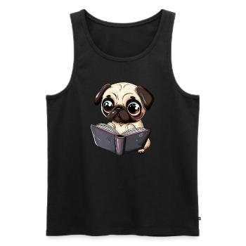 Reading Pug: The Perfect Design for - Men's Premium Organic Tank Top - black - Front - Michal (187cm)