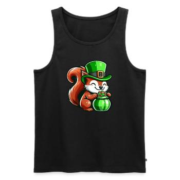 Conception de bande dessinée écureuil mignon de la Saint-Patrick - Débardeur bio Premium Homme - noir - Devant - Michal (187cm)