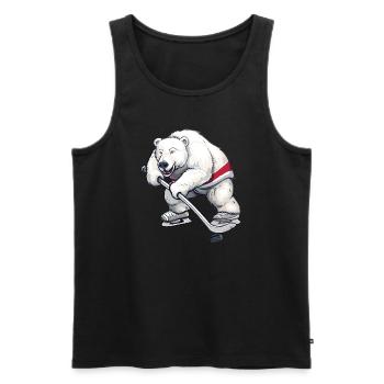 Conception de joueur de hockey sur glace Polar Bear - Débardeur bio Premium Homme - noir - Devant - Michal (187cm)