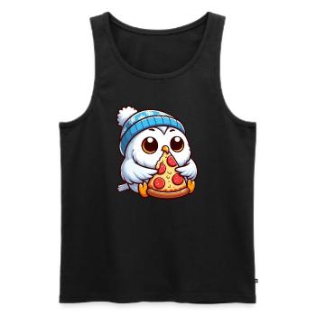 Eule Schneeeule Pizza Pizzaliebhaber Winter - Männer Premium Bio Tank Top - Schwarz - Vorne - AI Model Male 178 light (178cm)
