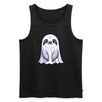 Cute Halloween Sloth Ghost Ghosts Cartoon Spu - Men's Premium Organic Tank Top - black - Front - AI Model Male 178 light (178cm)