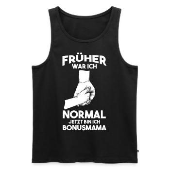 Früher war ich normal jetzt bin ich Bonusmama - Männer Premium Bio Tank Top - Schwarz - Vorne - AI Model Male 178 light (178cm)
