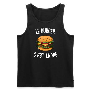 Le burger c'est la vie - Débardeur bio Premium Homme - noir - Devant - Michal (187cm)