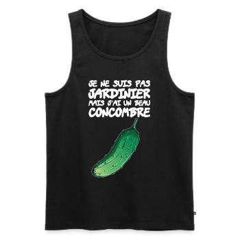 Humour Concombre Coquin - Débardeur bio Premium Homme - noir - Devant - Michal (187cm)