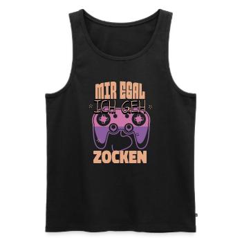 Gaming Gamer Mir Egal Ich Geh Zocken Geschenkidee - Männer Premium Bio Tank Top - Schwarz - Vorne - Michal (187cm)
