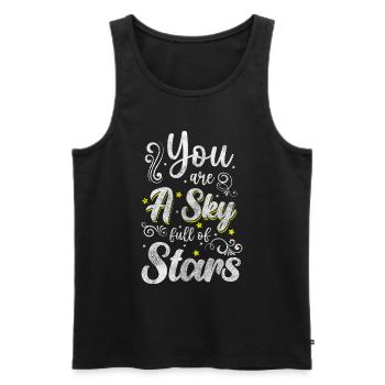 Starry Sky Wish Space Moon - Débardeur bio Premium Homme - noir - Devant - AI Model Male 178 light (178cm)