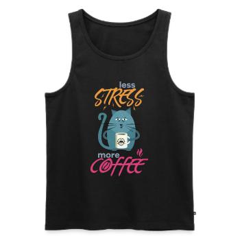 Less Stress More Coffee - Chats Drôles et Café - Débardeur bio Premium Homme - noir - Devant - Michal (187cm)