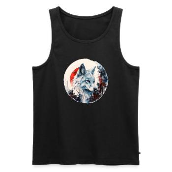 Wolf - Männer Premium Bio Tank Top - Schwarz - Vorne - AI Model Male 178 light (178cm)