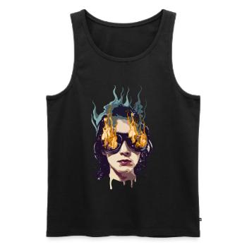 The Girl on Fire - Men's Premium Organic Tank Top - black - Front - AI Model Male 178 light (178cm)