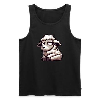 Skeptisches Schaf Comic Lustiger Stier - Männer Premium Bio Tank Top - Schwarz - Vorne - AI Model Male 178 light (178cm)